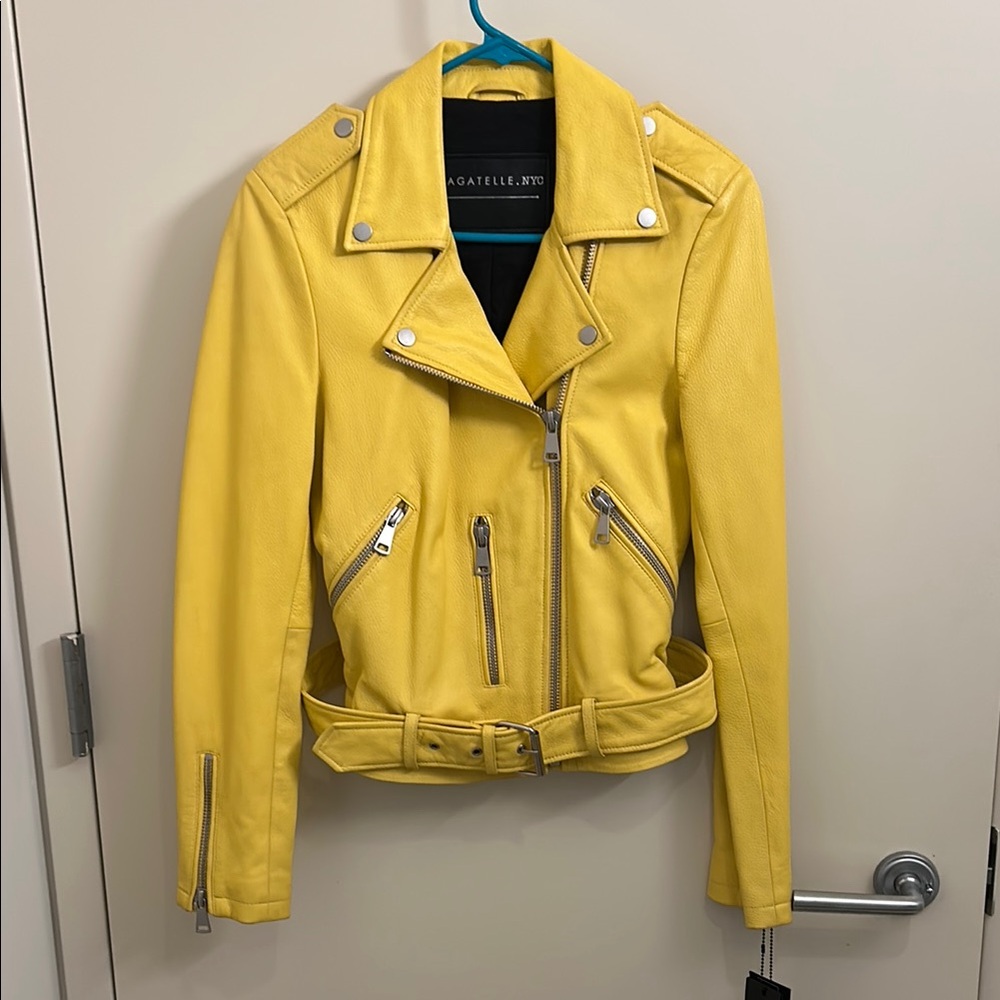 Canary Yellow Leather Motorcycle Jacket
